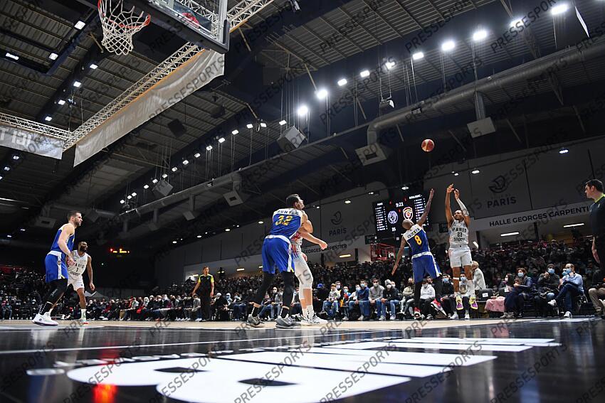 Bandja Sy of Metropolitans 92 dunks during the French championship, Betclic  Elite Basketball match between Paris Basketball and Metropolitans 92  (Boulogne-Levallois) on January 15, 2022 at Halle Georges Carpentier in  Paris, France 