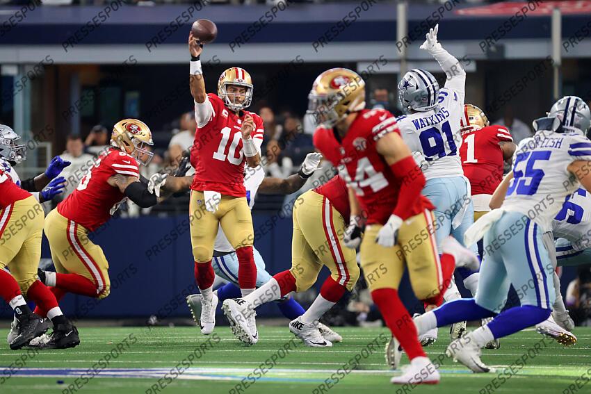 ARLINGTON, TX - JANUARY 16: A detail view of AT&T Stadium is seen during  the NFC Wild Card game between the San Francisco 49ers and the Dallas  Cowboys on January 16, 2022