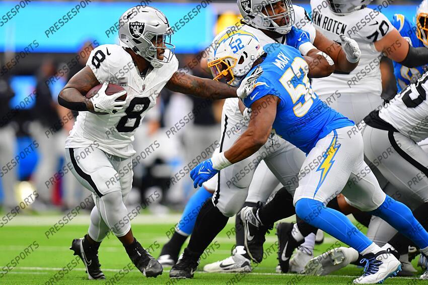 INGLEWOOD, CA - OCTOBER 23: Los Angeles Chargers running back Isaiah Spiller  (28) during the